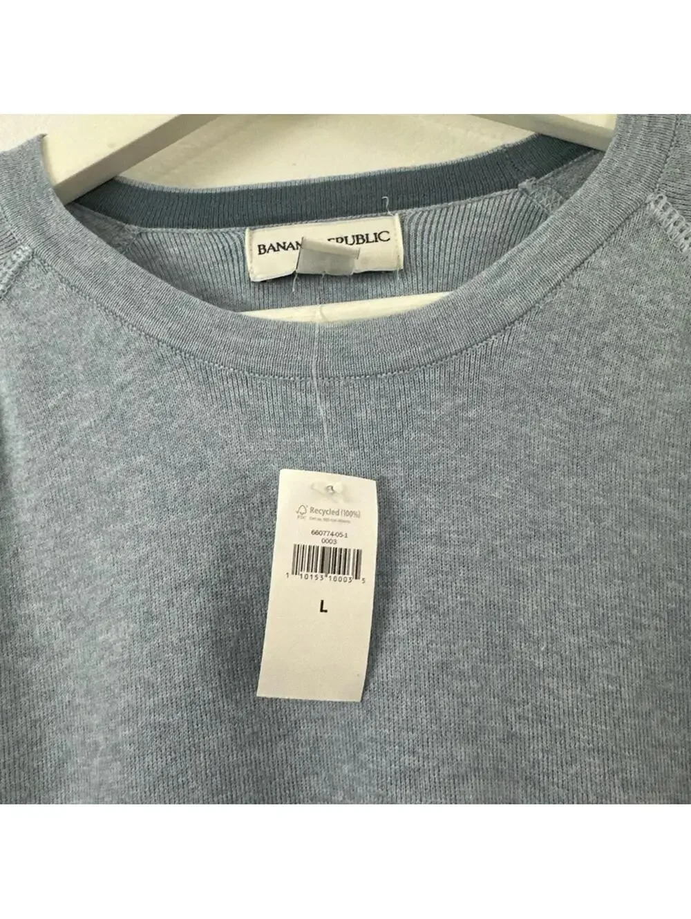 New Banana Republic Men's Light Blue Crew Neck Long Sleeve Shirt Size L